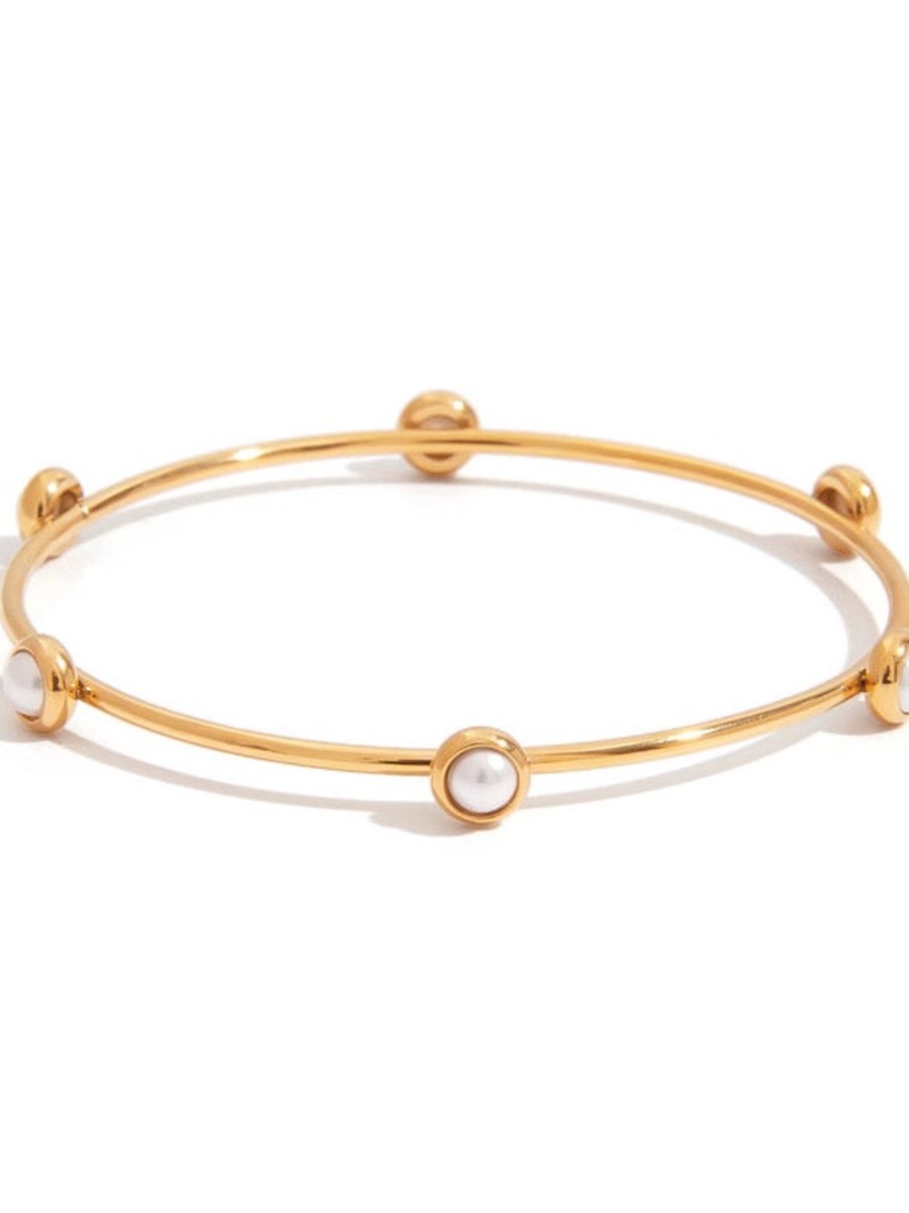 Tarnish Free Gold Pearl Bangle Bracelet Honey + Lo